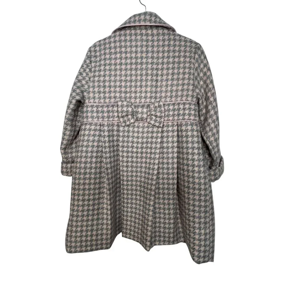 CAMILLA GIRLS BABY PINK GRAY WOOL‎ BLEND HOUNDSTOOTH DRESS AND JACKET SIZE 4T
